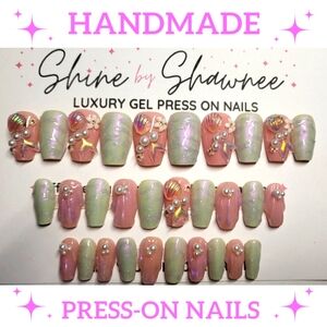 Handmade Luxury Press-On Nails | Sturdy & Reusable | MERMAID TAILS